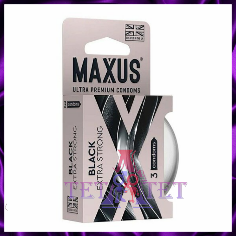 Черные утолщенные презервативы MAXUS Extra Strong с железным кейсом - 3 шт, Maxus